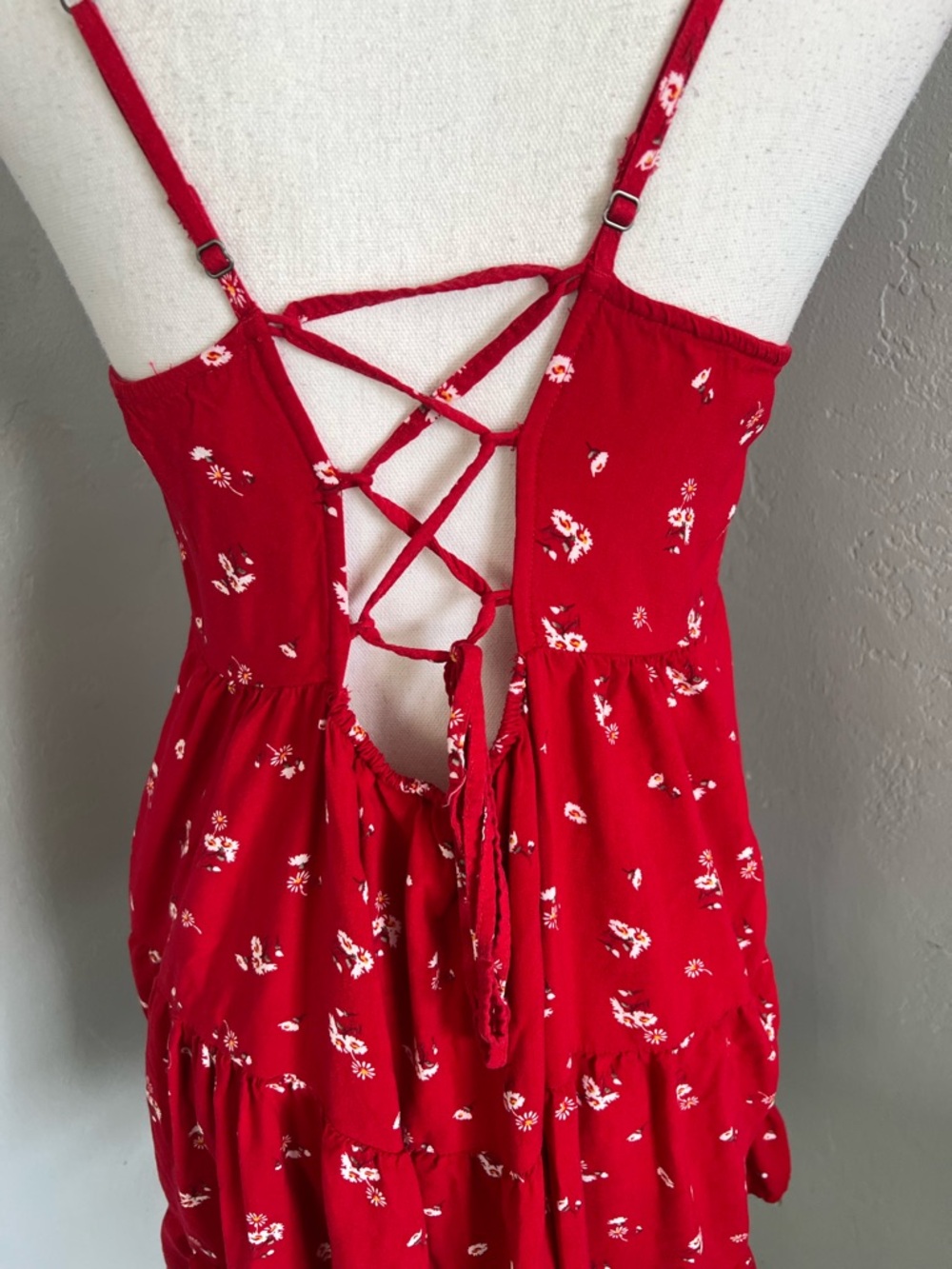 Hollister Red Floral Spaghetti Strap Dress - Picture 4 of 8